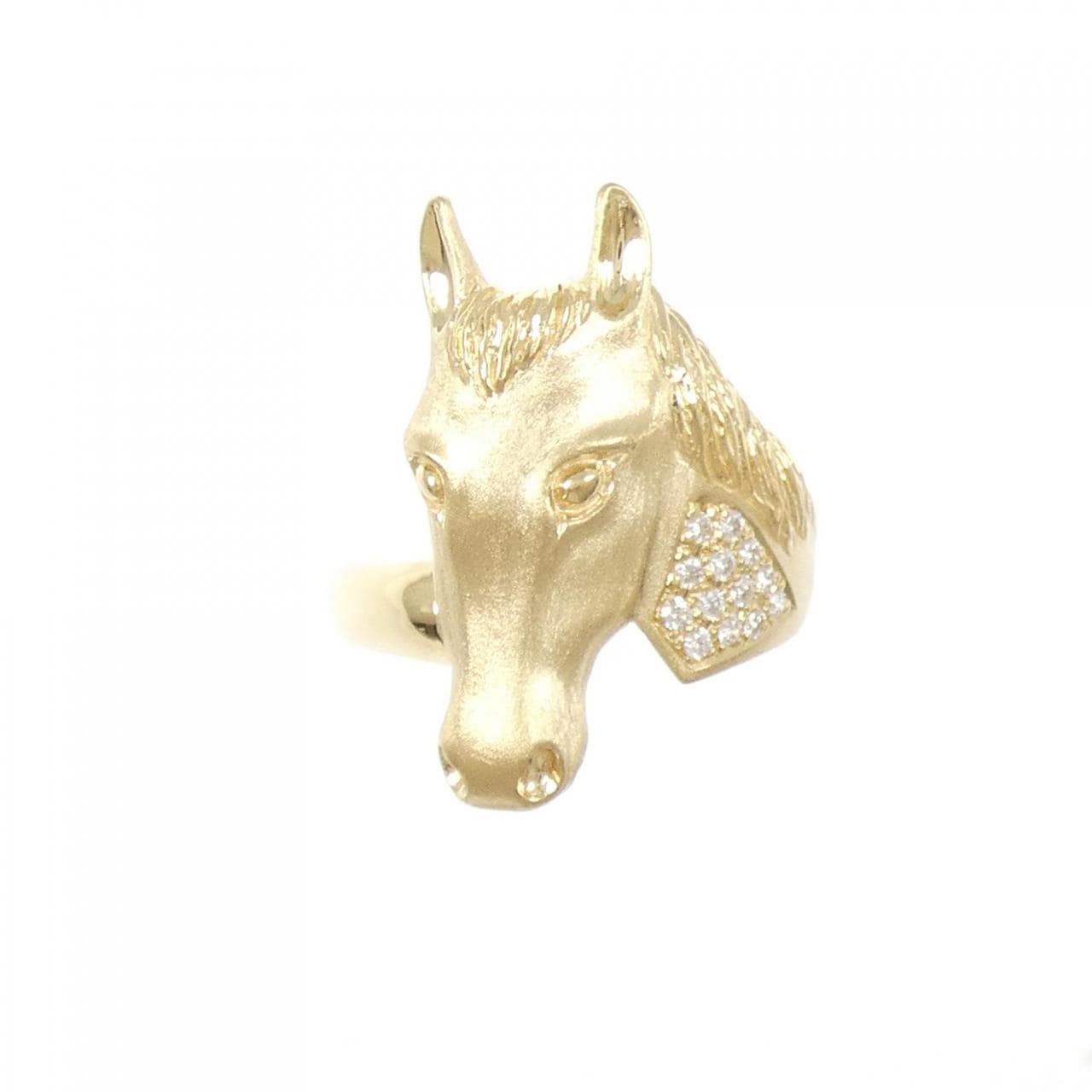 750YG ホース ダイヤモンド リング 0.12CT