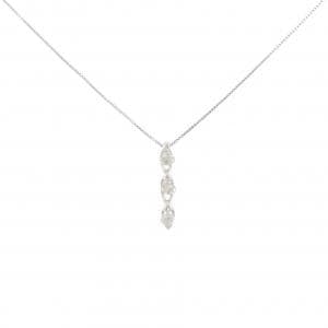K18WG スリーストーン ダイヤモンド ネックレス 0.50CT