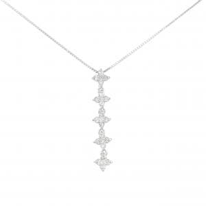 K18WG フラワー ダイヤモンド ネックレス 0.32CT
