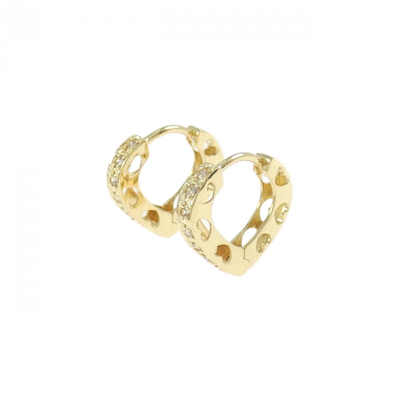 K18YG ハート ダイヤモンド ピアス 0.14CT