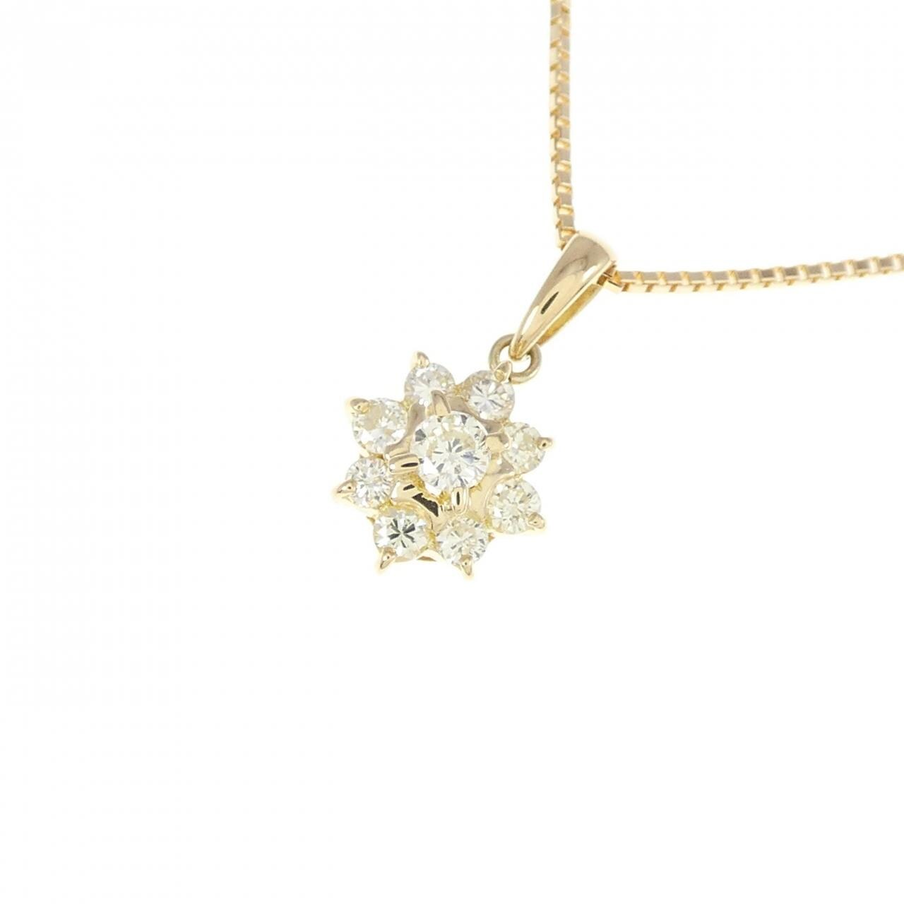 K18YG flower Diamond necklace 0.3CT