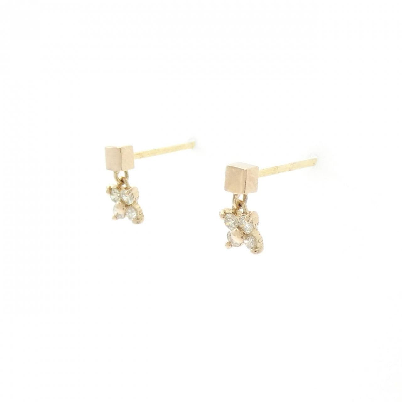 K18YG/K18PG フラワー ダイヤモンド ピアス 0.10CT