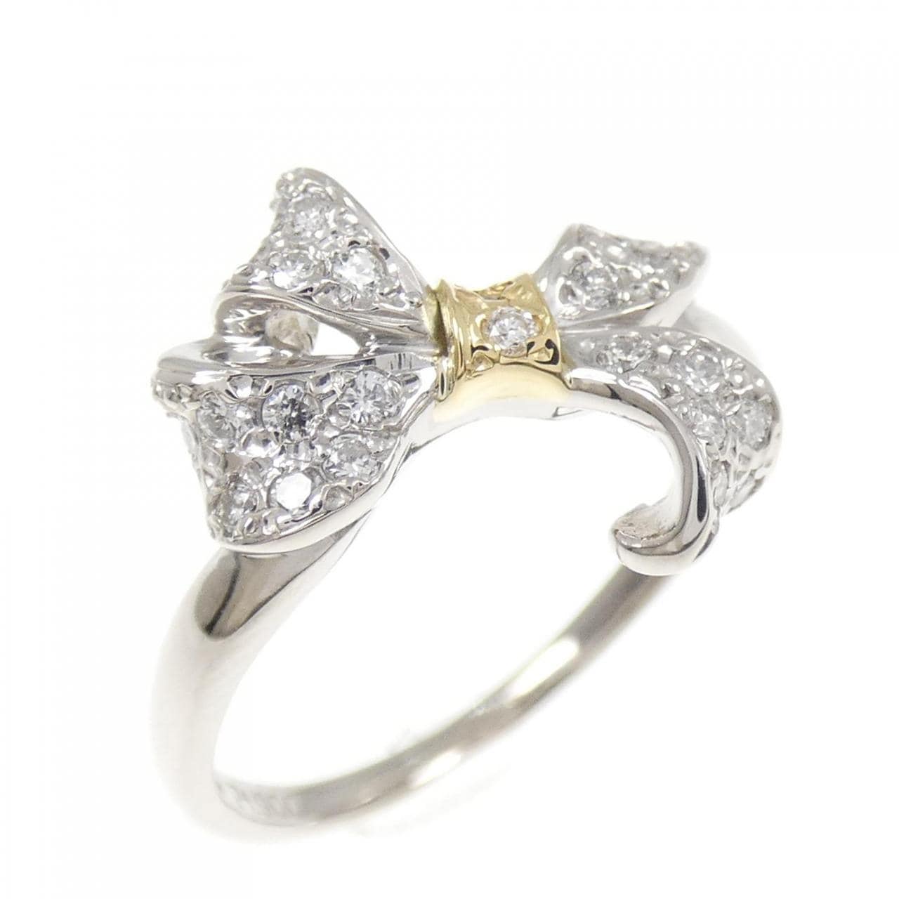 PT900/K18YG リボン ダイヤモンド リング 0.21CT