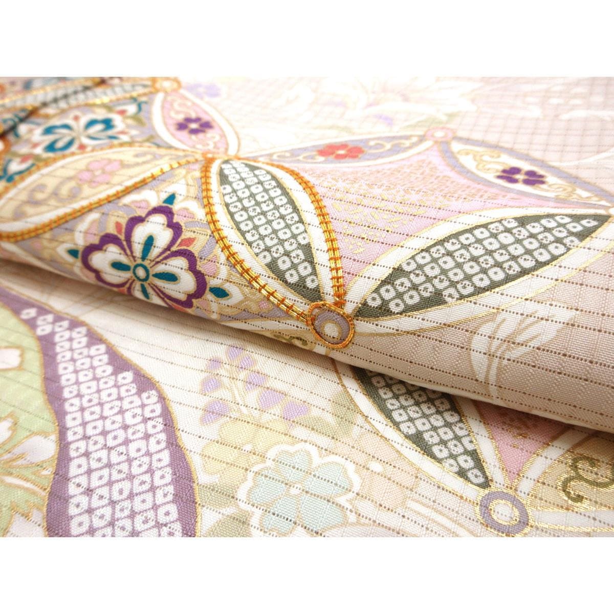 単衣　変わり絽織訪問着　友禅金彩加工　刺繍入りボカシ染