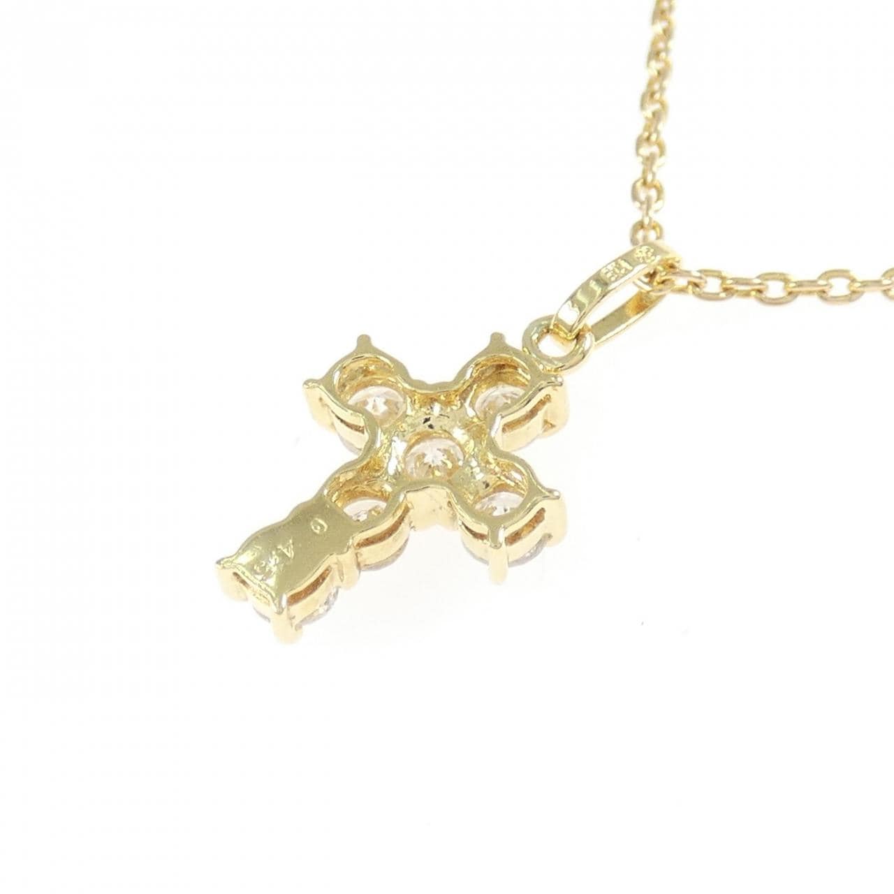 K18YG クロス ダイヤモンド ネックレス 0.45CT