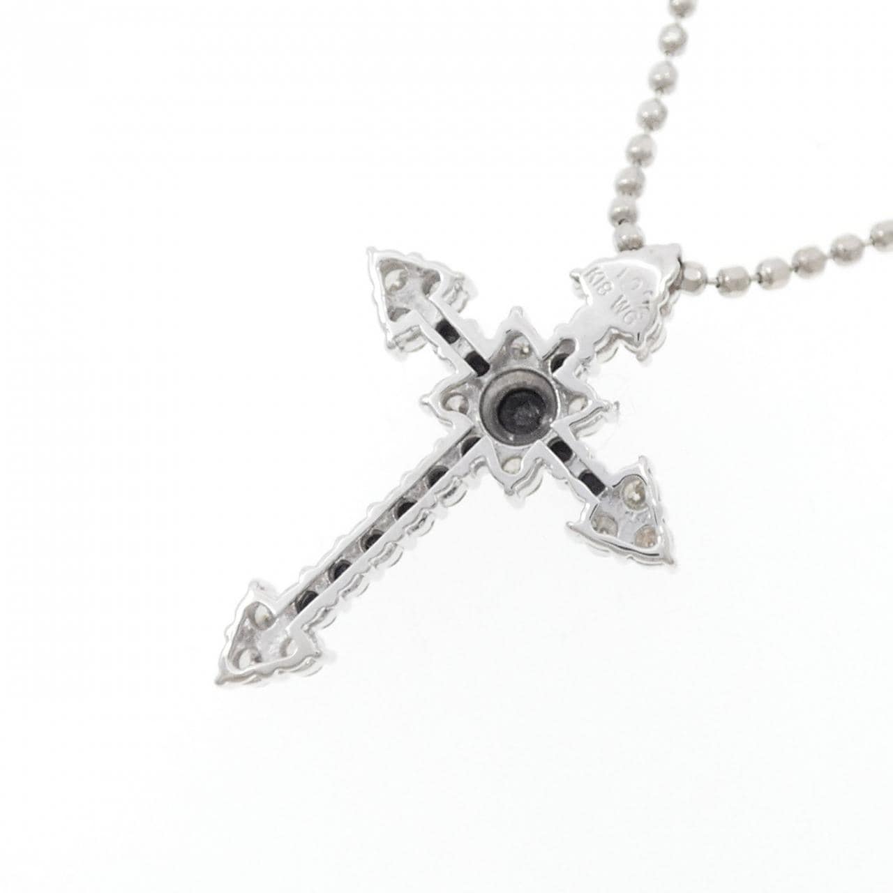 K18WG/K18BG/PT850 クロス ダイヤモンド ネックレス 1.0CT