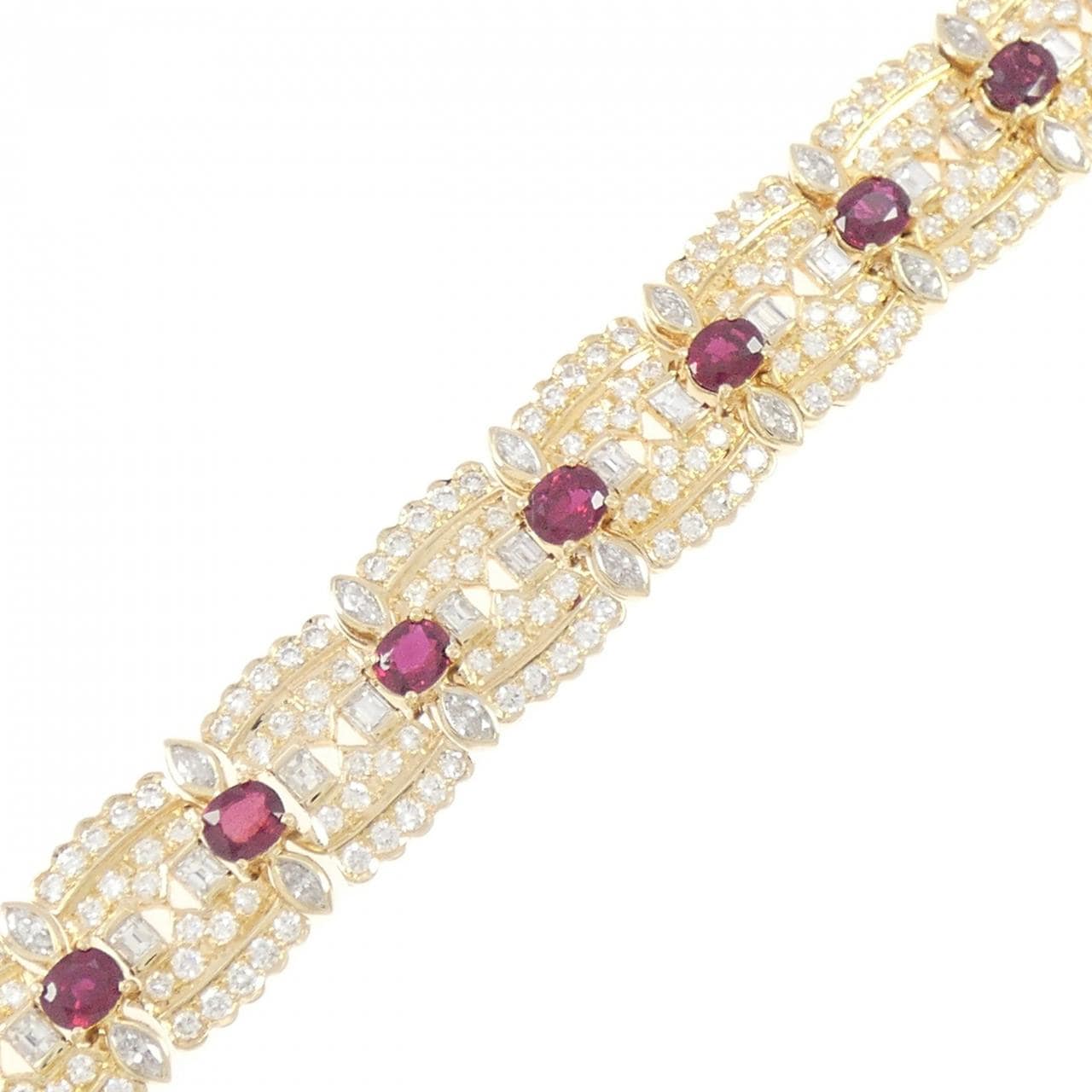 K18YG/K18WG ルビー ブレスレット 5.72CT