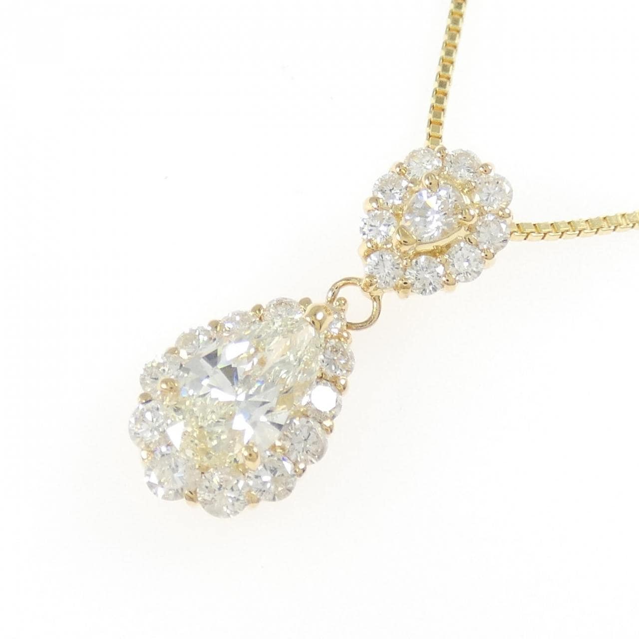 K18YG ダイヤモンド ネックレス 1.097CT L SI2 ペアシェイプ
