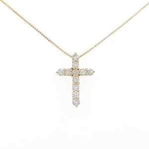 K18YG クロス ダイヤモンド ネックレス 0.50CT