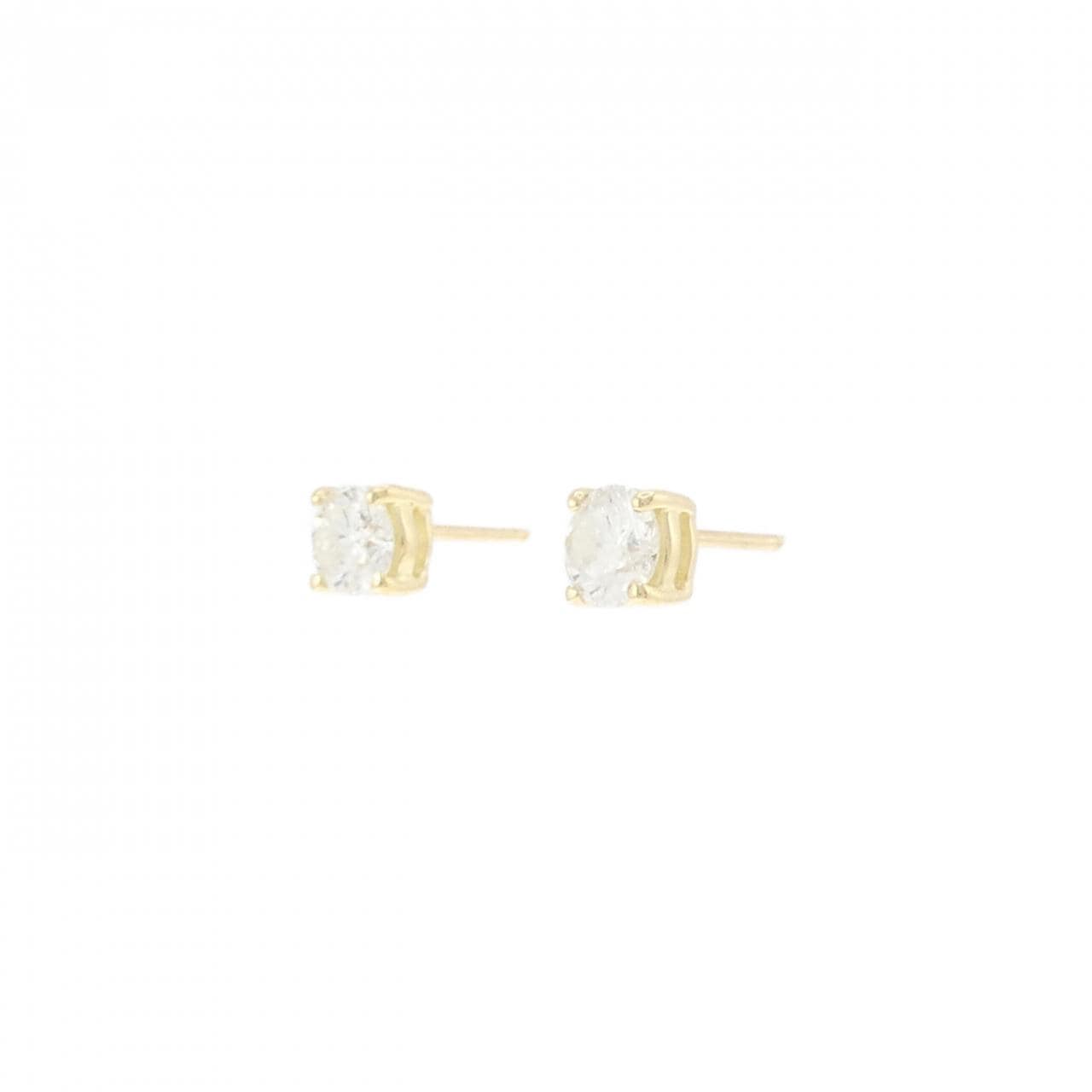 K18YG ソリティア ダイヤモンド ピアス 0.66CT