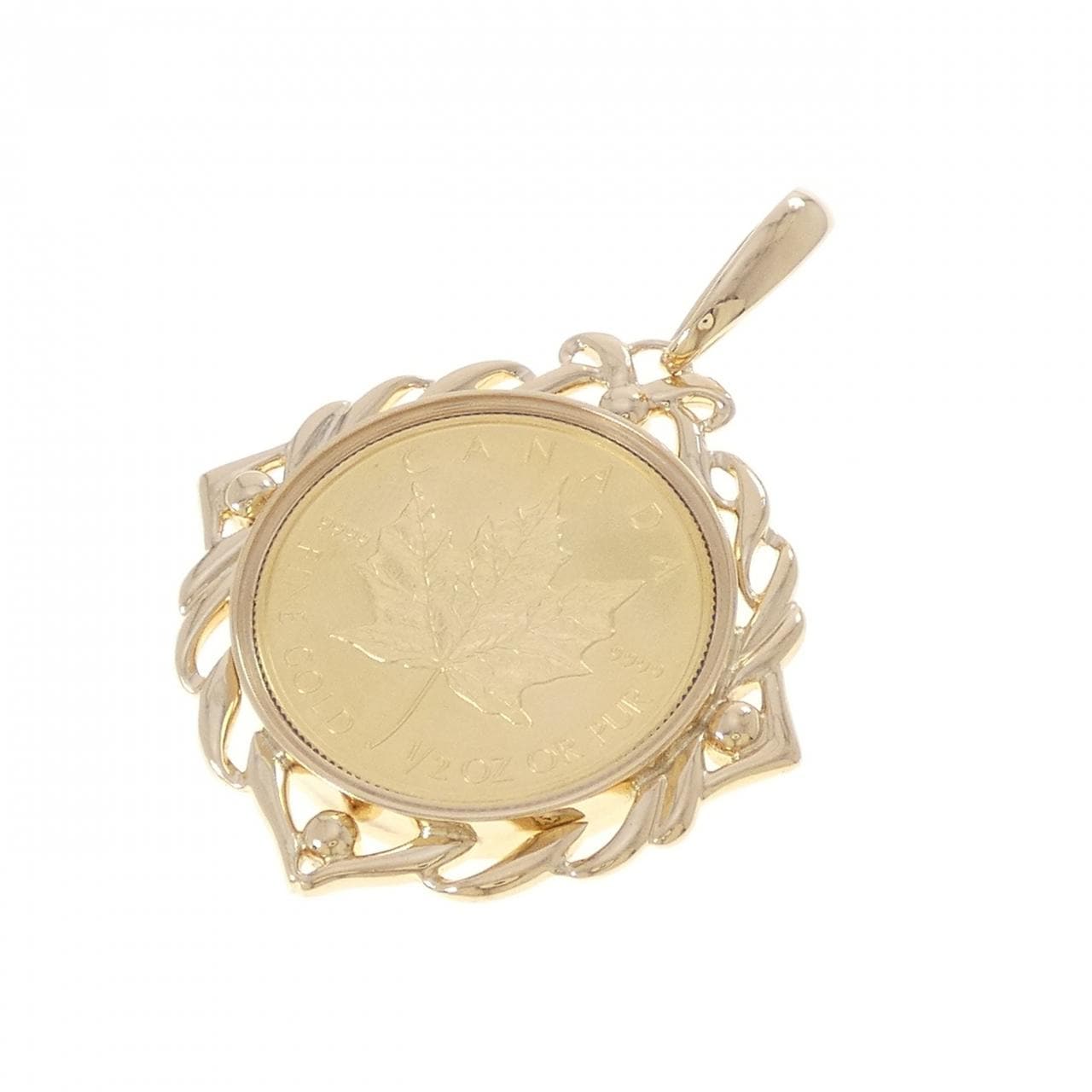 K18YG(枠) ルビー コイン ペンダント