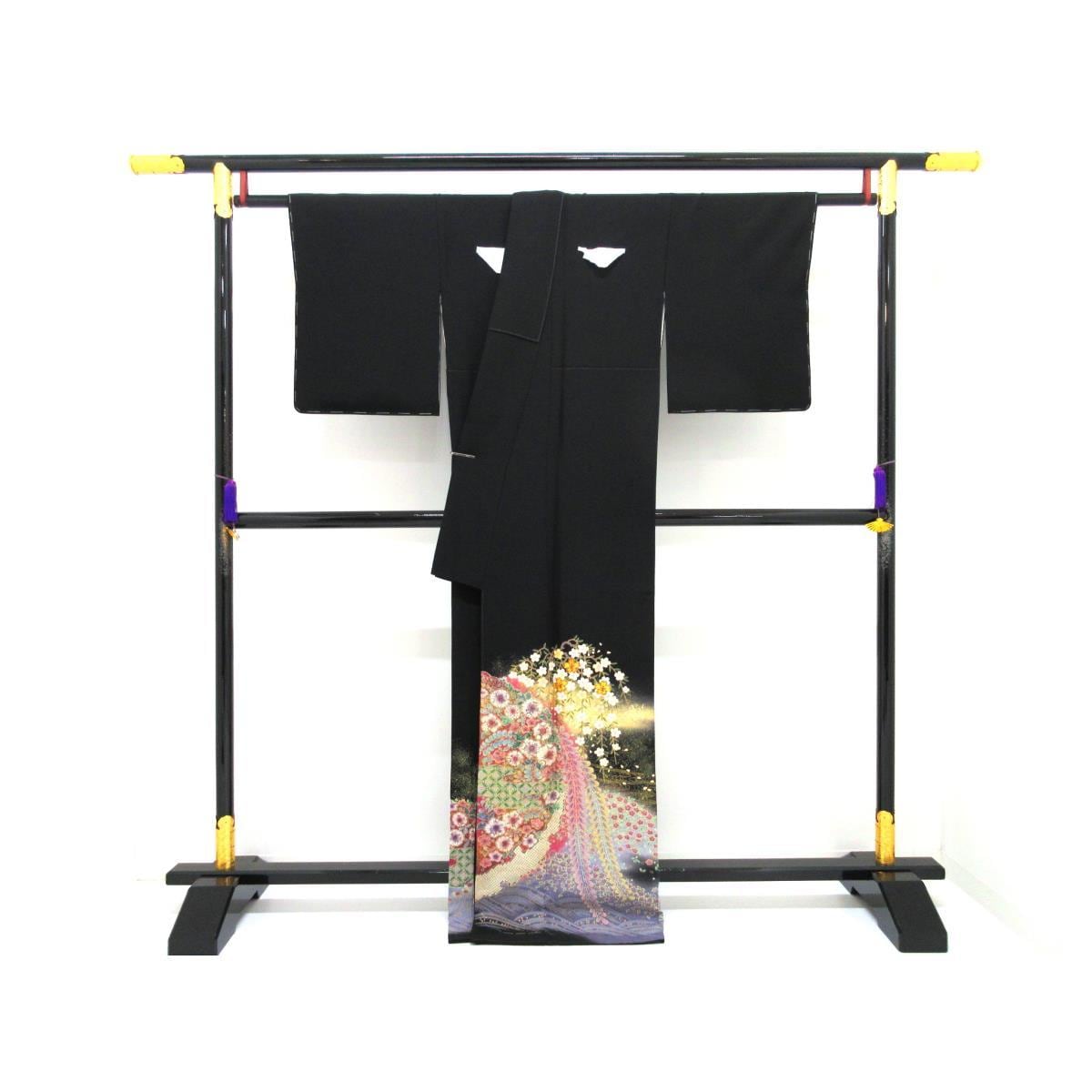 [未使用品] 留袖和服，友禪金飾，珍珠母刺繡和紮染，燕尾蝶圖案，袖長：S
