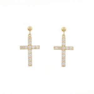 K18YG クロス ダイヤモンド ピアス 0.32CT