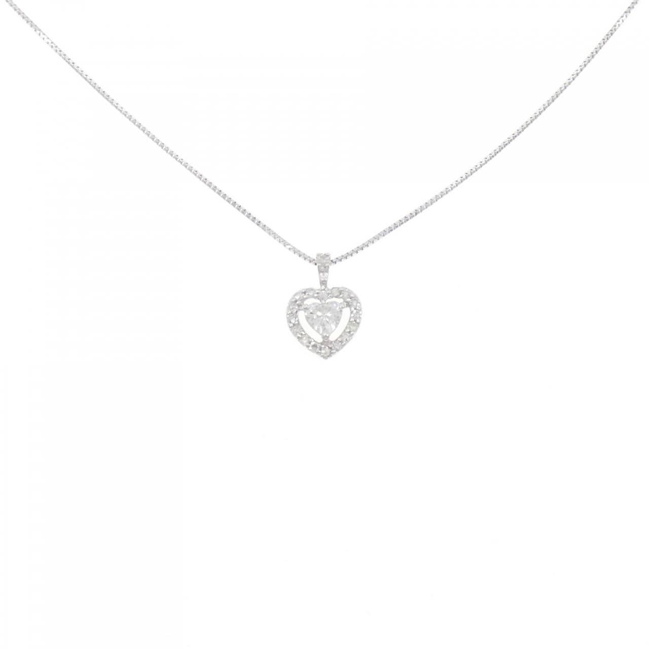 K14WG/K18WG ハート ダイヤモンド ネックレス 0.134CT