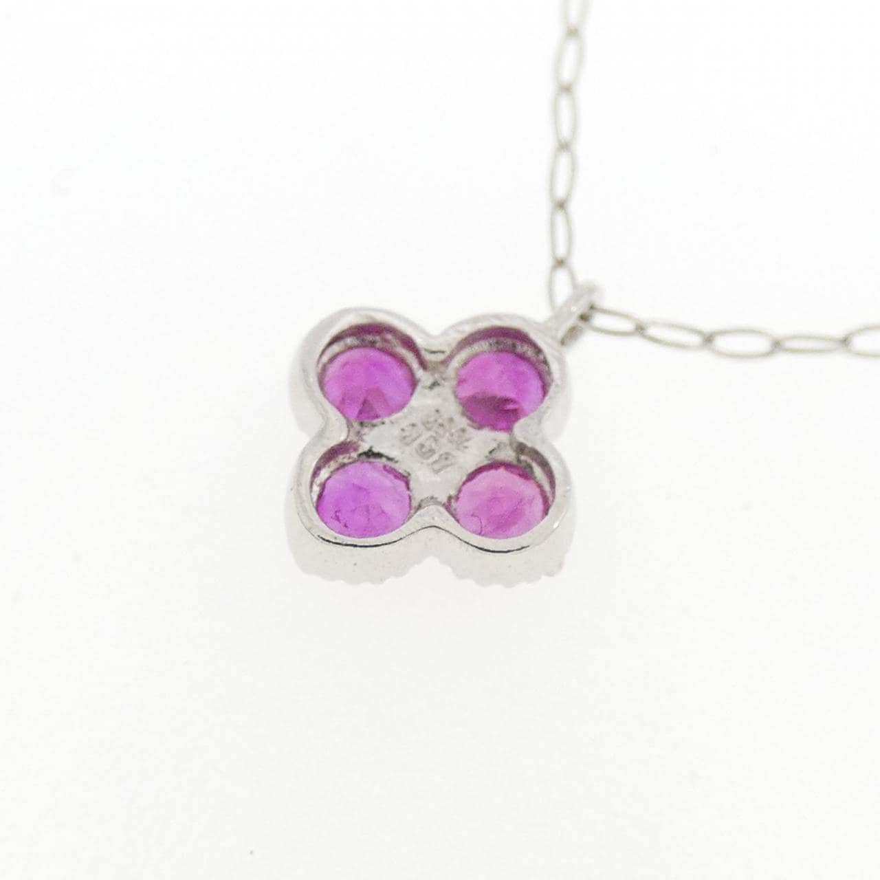 PT850 フラワー ルビー ネックレス