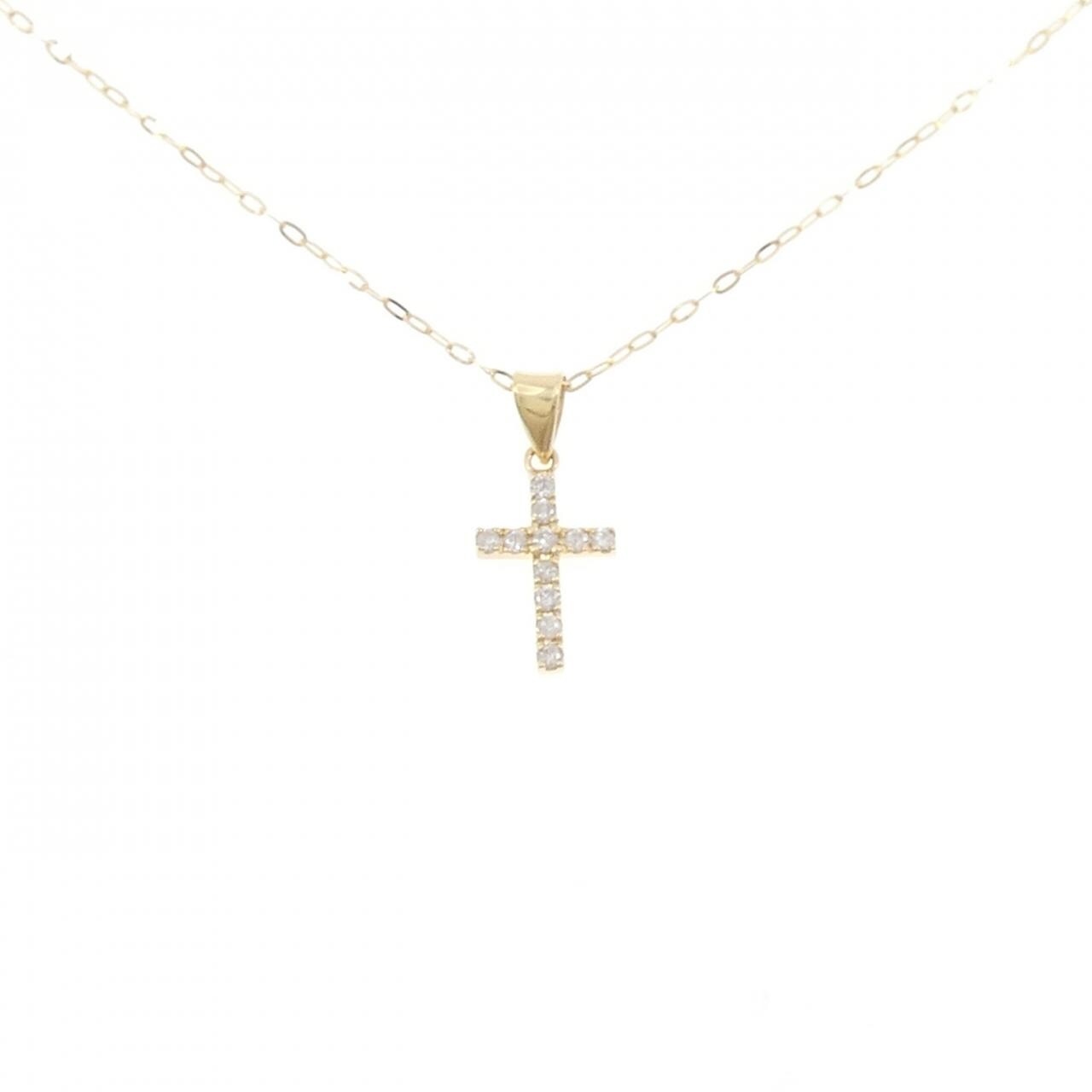 K18YG クロス ダイヤモンド ネックレス 0.11CT