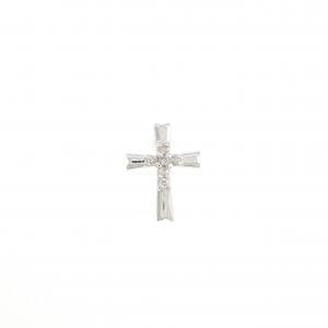 K14WG クロス ダイヤモンド ピアス 0.04CT 片耳