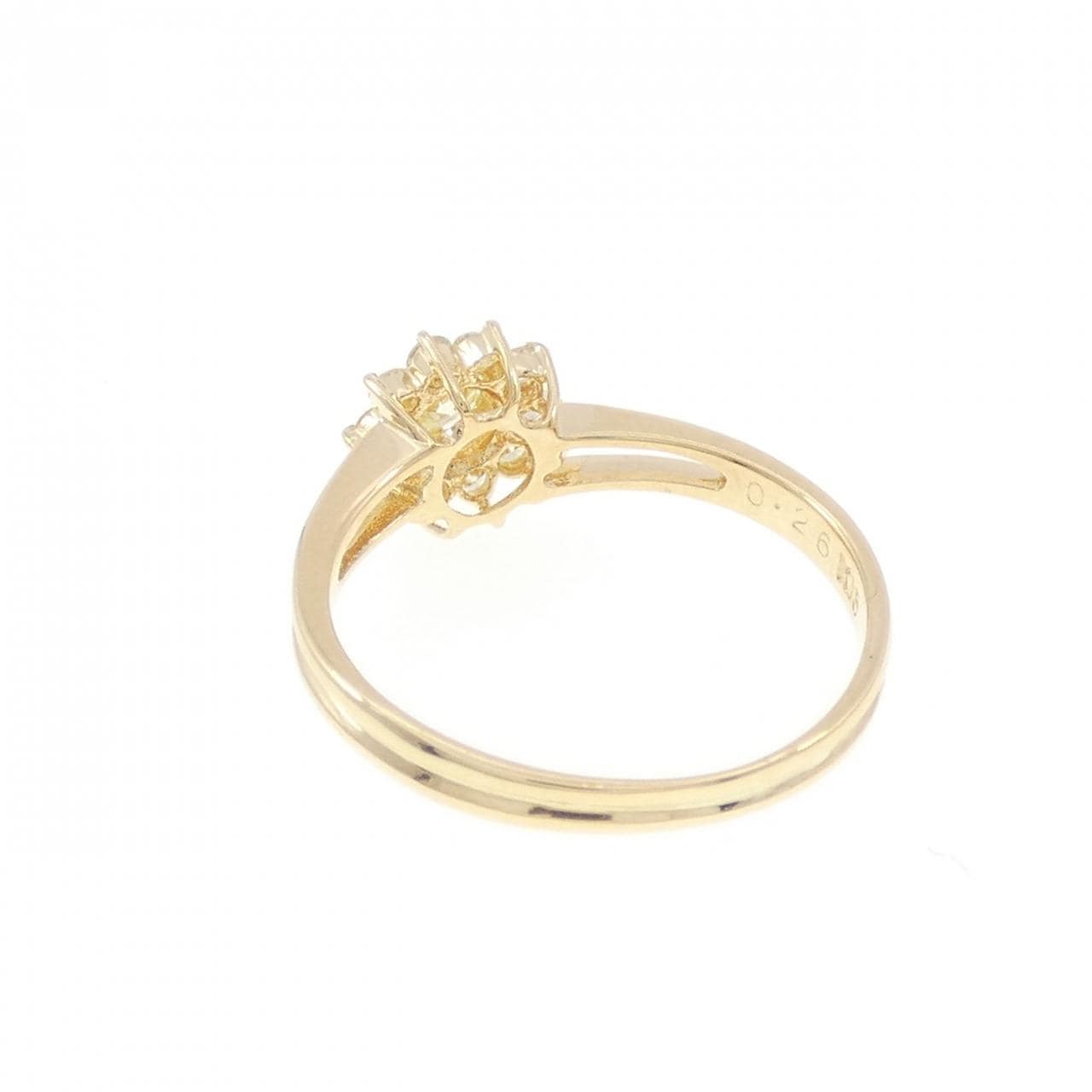 K18YG フラワー ダイヤモンド リング 0.26CT