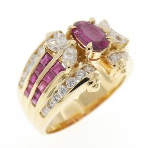 K18YG ルビー リング 1.58CT