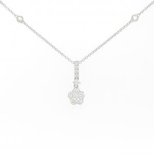 K18WG フラワー ダイヤモンド ネックレス 0.60CT