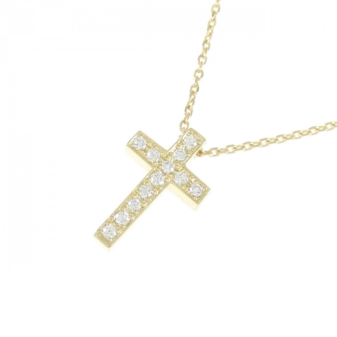 K18YG cross Diamond necklace 0.10CT