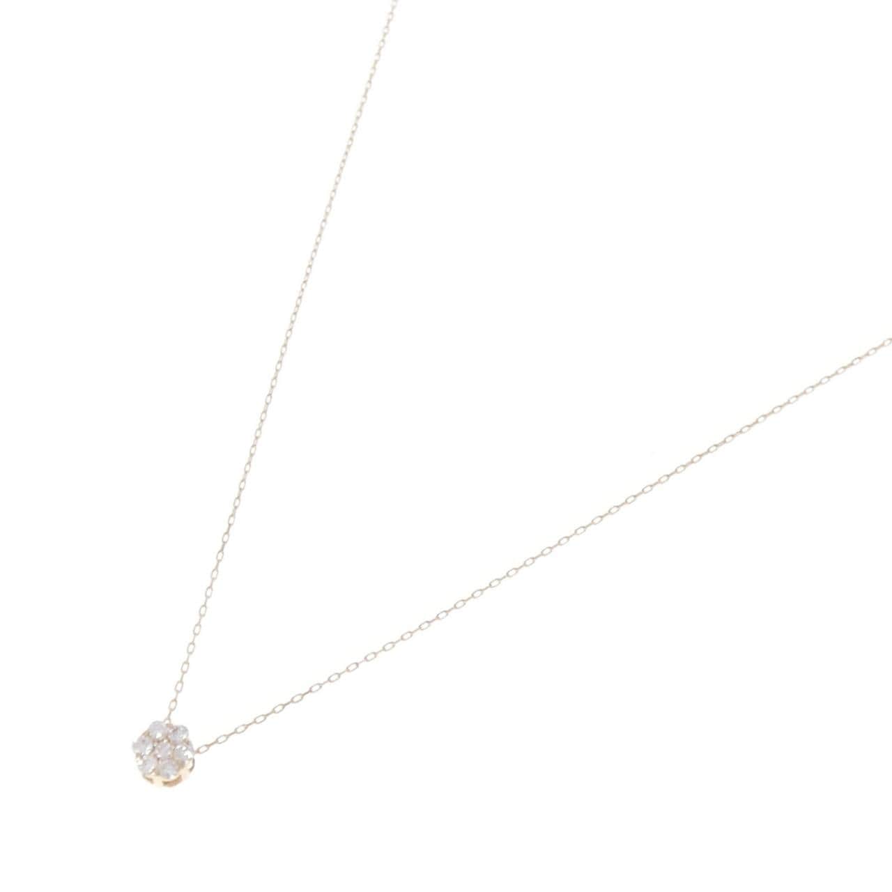 K18PG フラワー ダイヤモンド ネックレス 0.10CT
