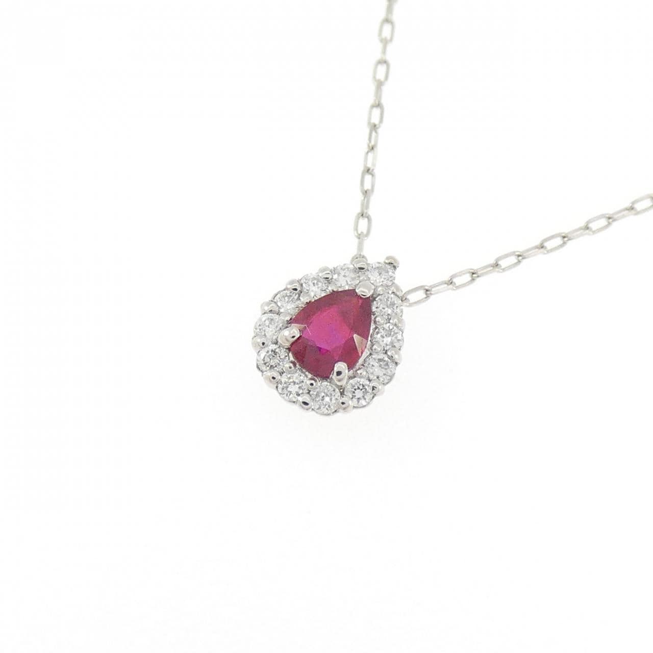 PT950/PT850 ルビー ネックレス 0.13CT