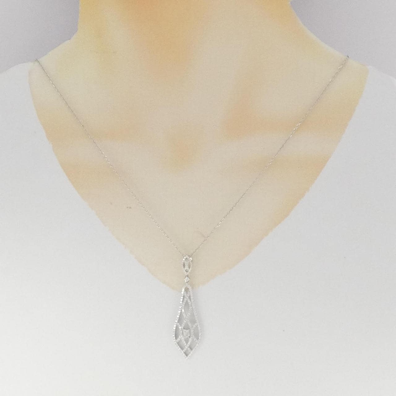 K18WG ダイヤモンド ネックレス 0.22CT