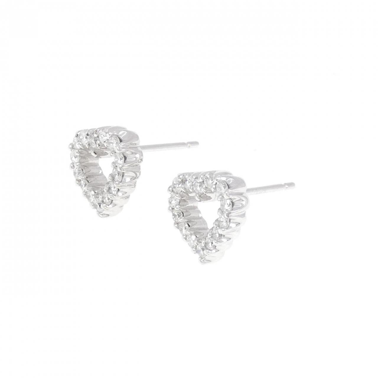 K18WG Heart Diamond Earrings 0.38CT