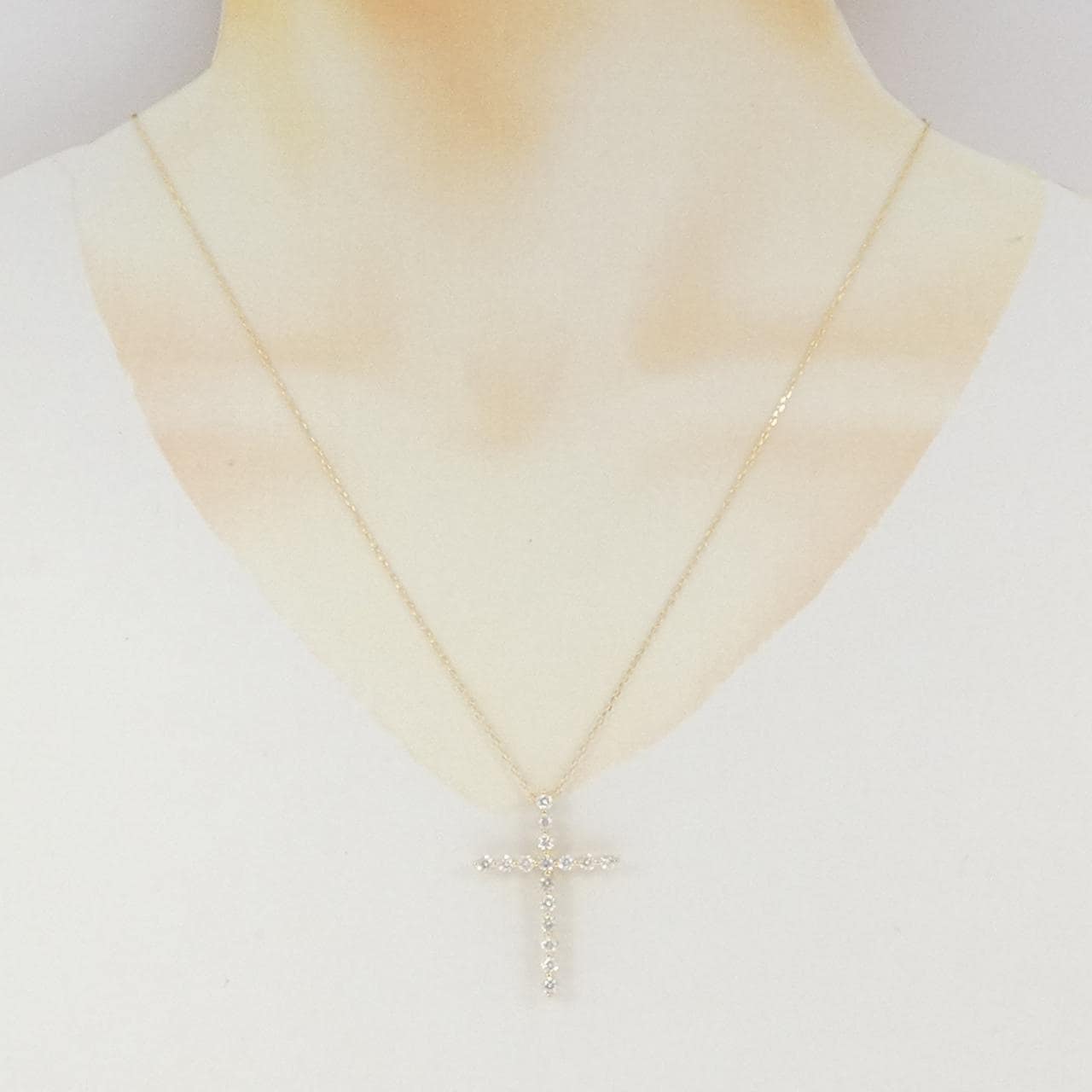 K18YG クロス ダイヤモンド ネックレス 1.00CT