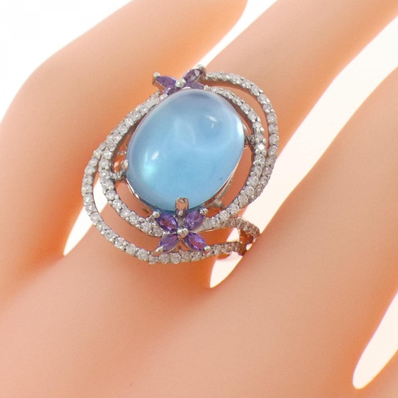 K18WG カラーストーン リング