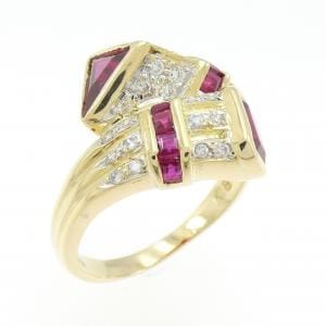 K18YG/K18WG ルビー リング 1.58CT
