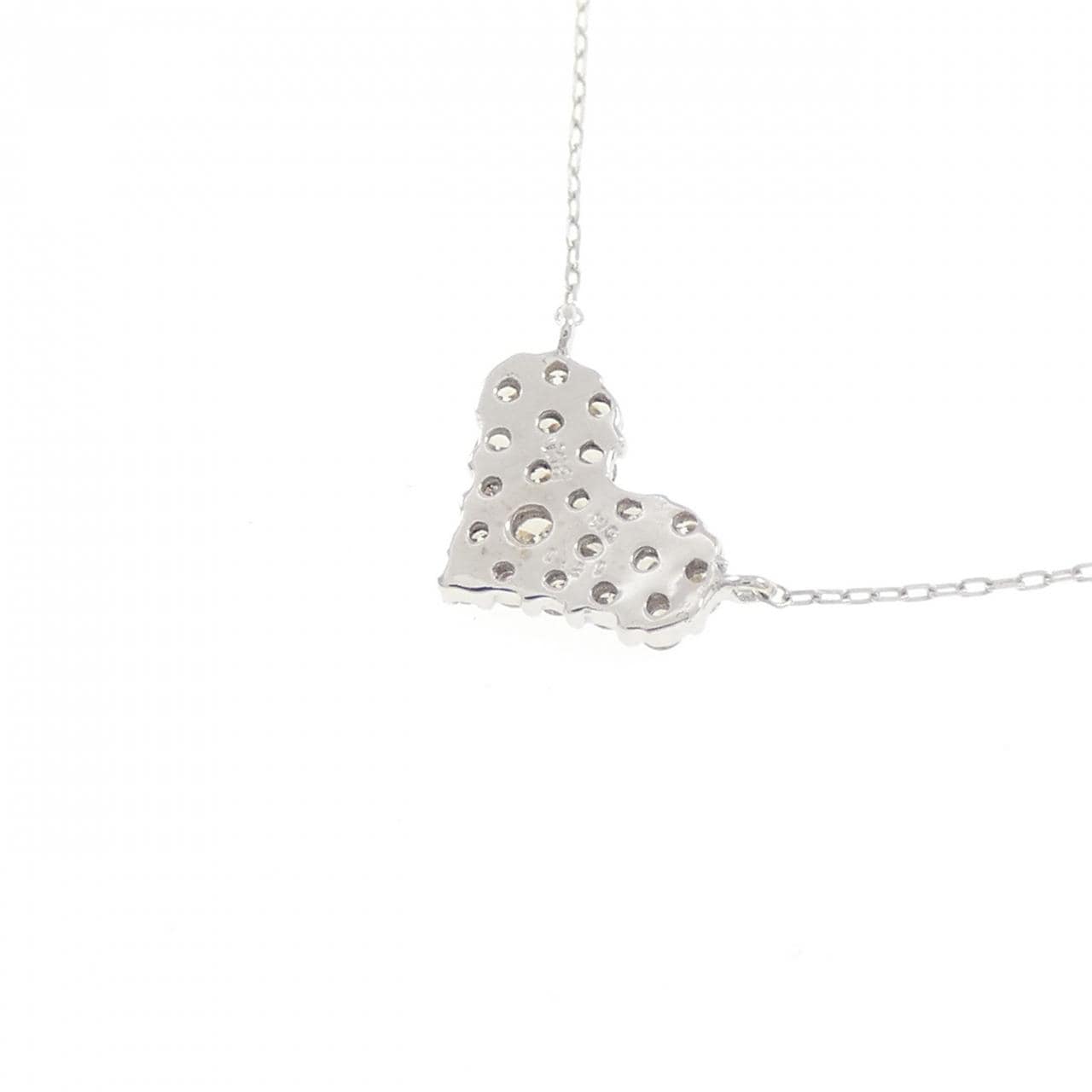 K18WG パヴェ ハート ダイヤモンド ネックレス 0.20CT