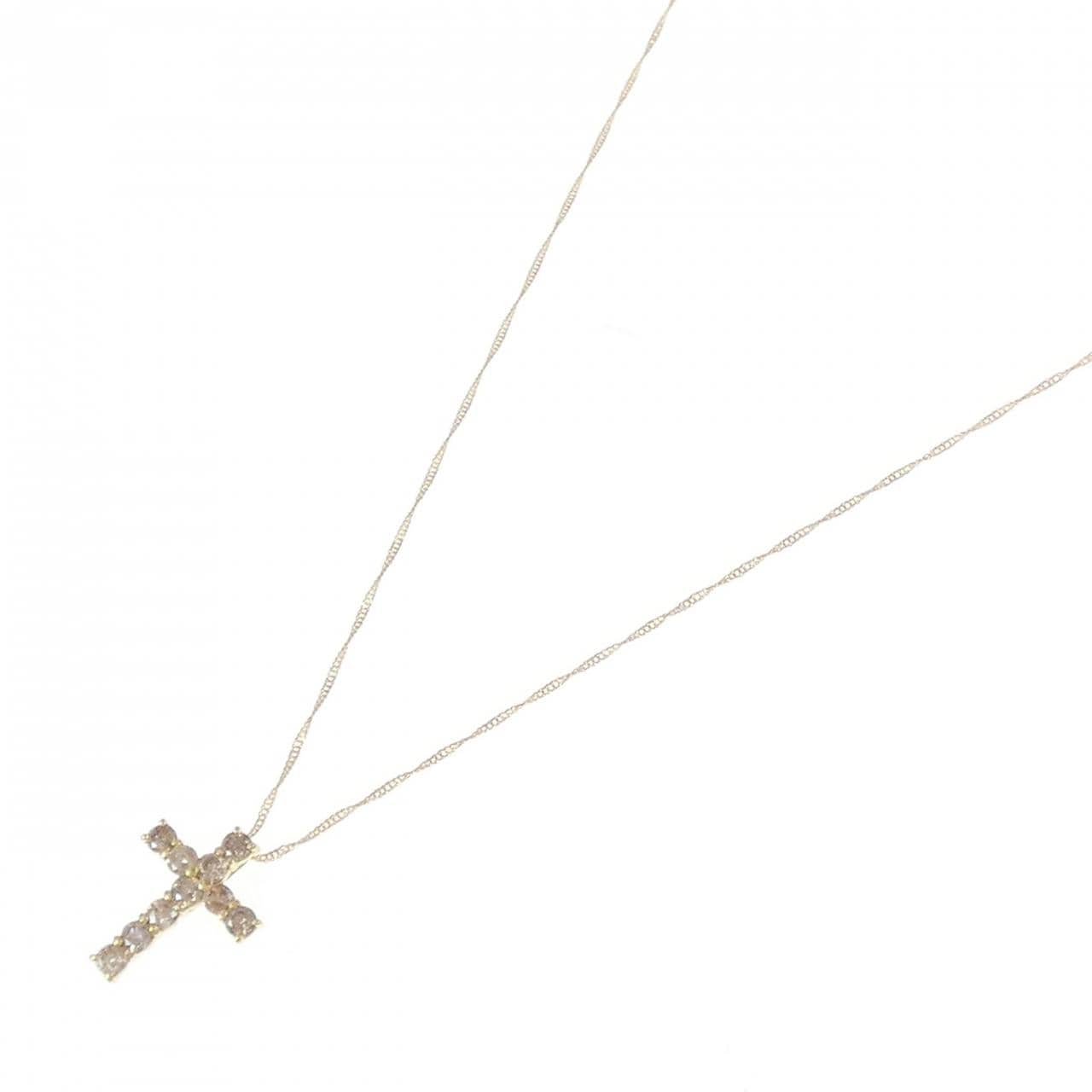 K18YG クロス ダイヤモンド ネックレス 0.5CT