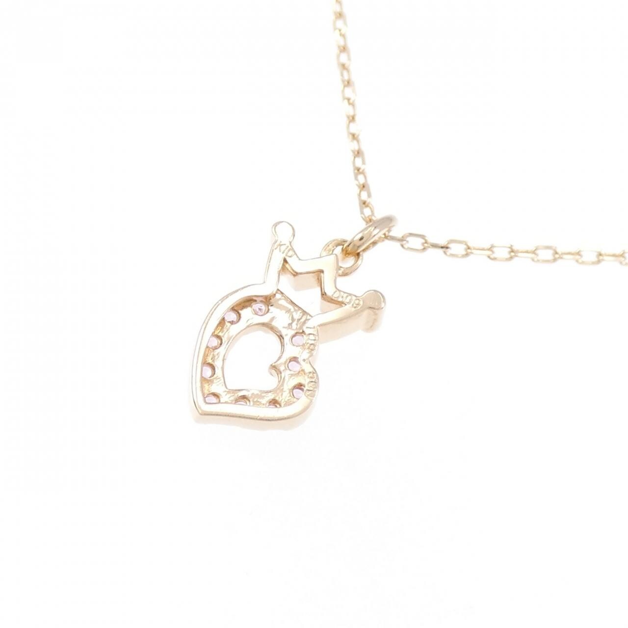K10PG クラウン×ハート サファイヤ ネックレス 0.09CT