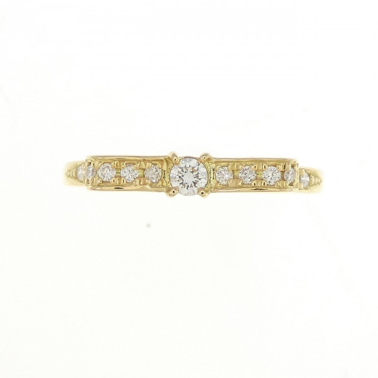 K18YG ribbon Diamond ring 0.15CT