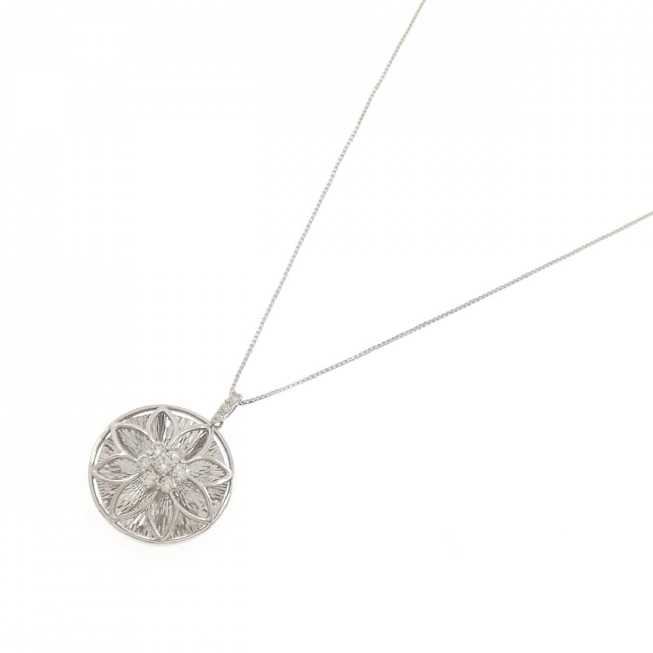 【新品】PT900/PT850 フラワー ダイヤモンド ネックレス 0.23CT