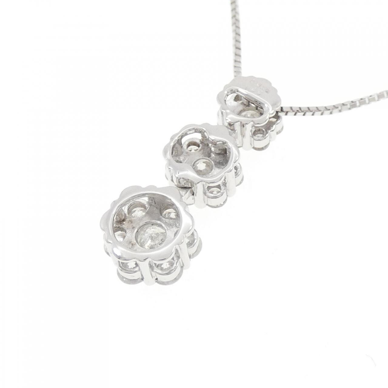 K18WG/750WG フラワー ダイヤモンド ネックレス 1.00CT