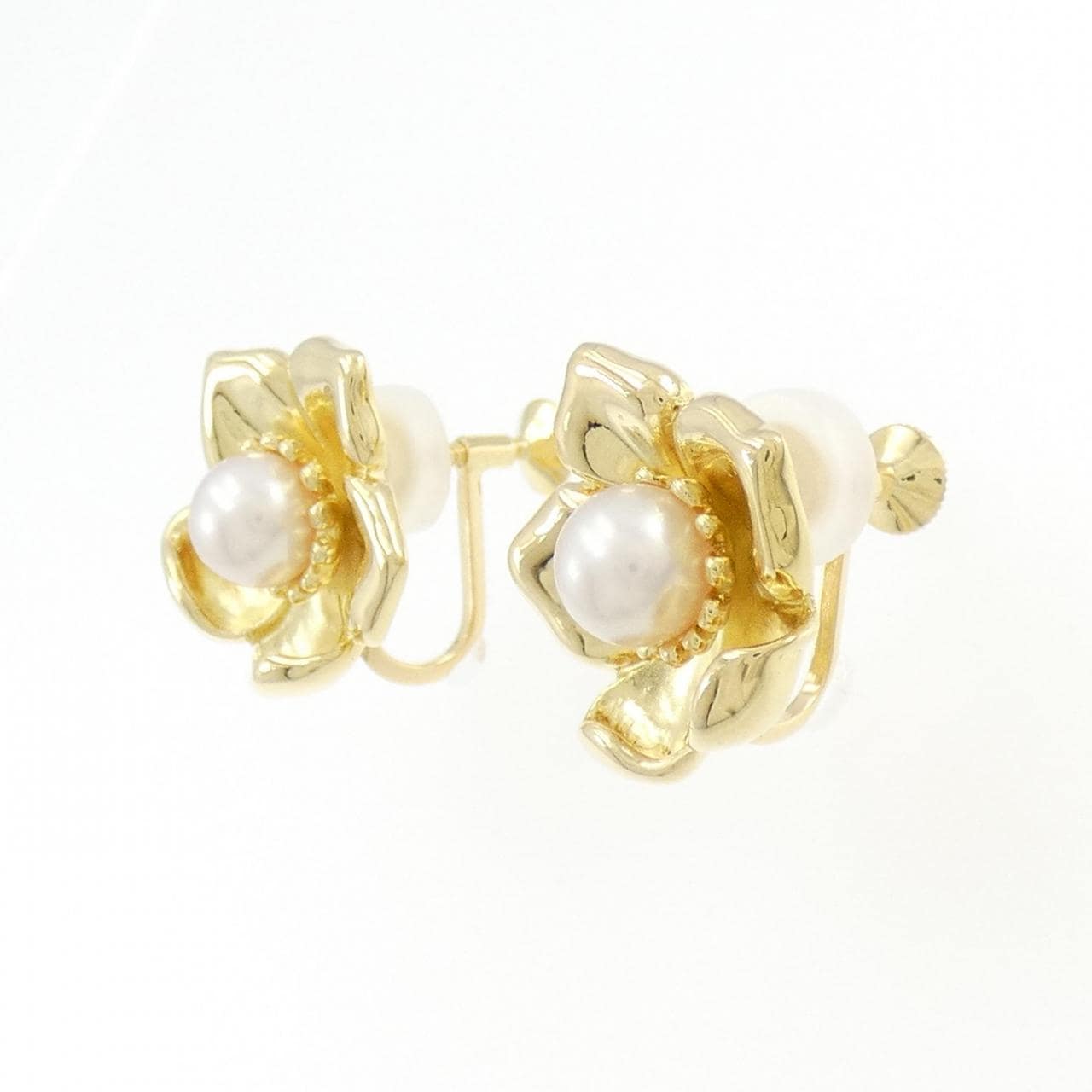 MIKIMOTO Flower Akoya Pearl Earrings 6.2mm