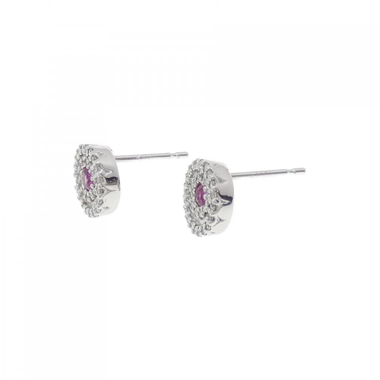 K18WG/K14WG ルビー ピアス 0.20CT