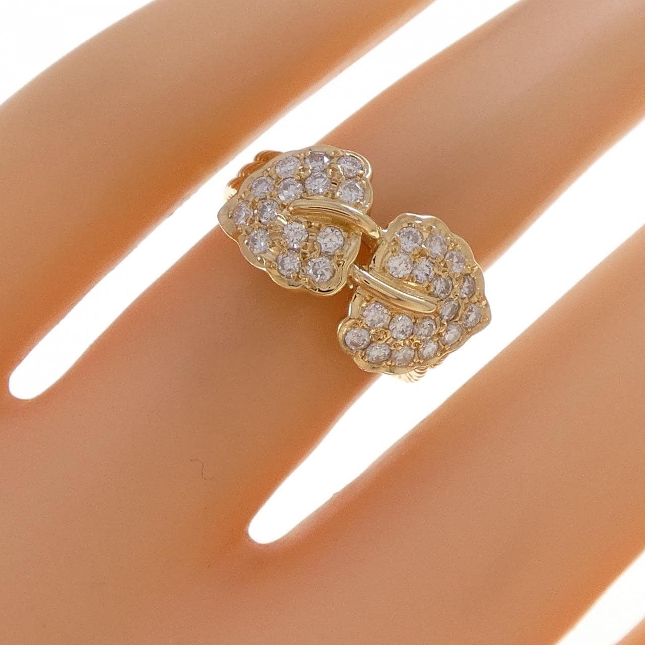K18YG リーフ ダイヤモンド リング 0.50CT