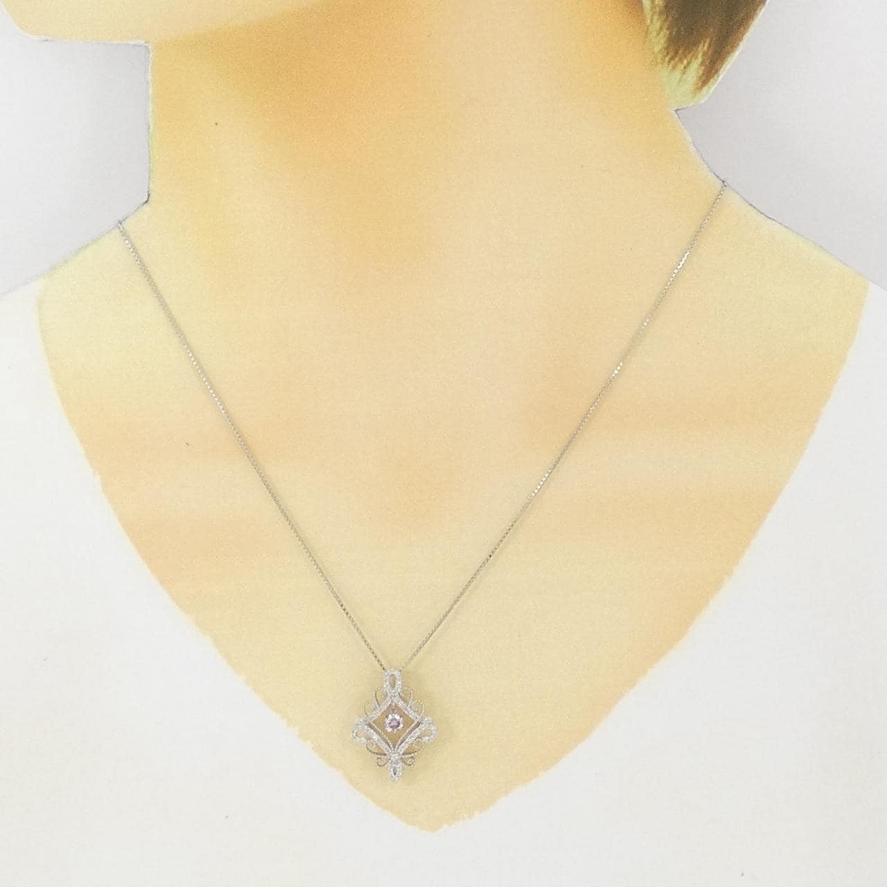 PT900/PT850 ピンクダイヤモンド ネックレス 0.20CT