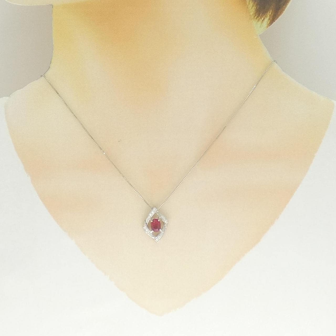 PT900/PT850 ルビー ネックレス 1.031CT