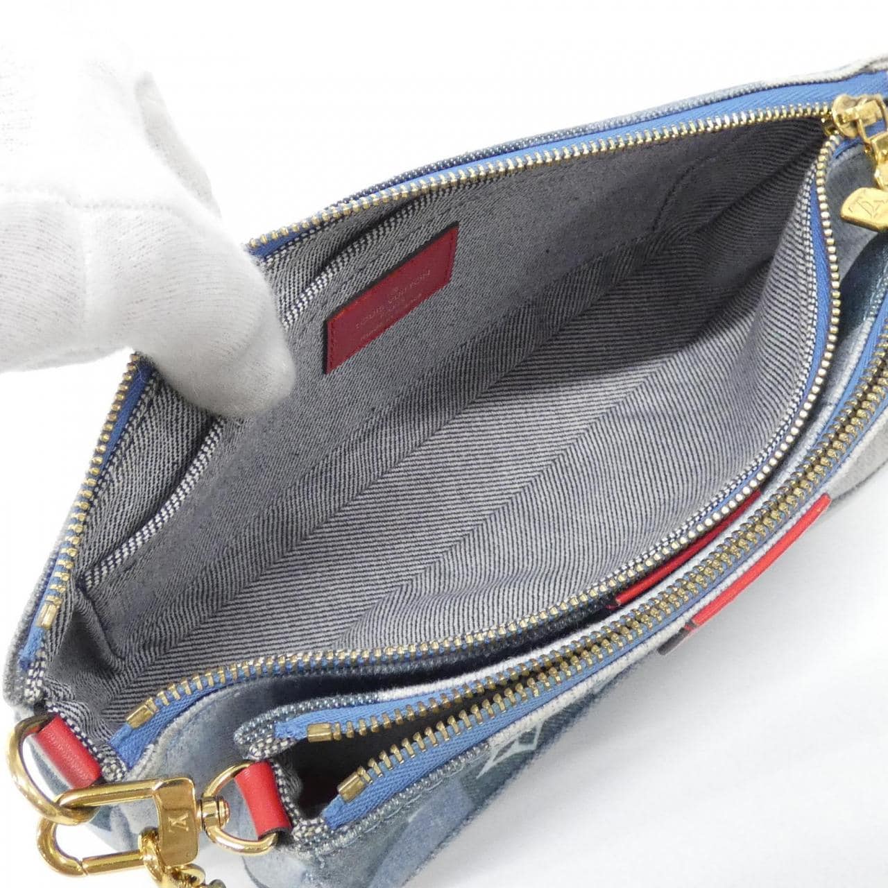 ルイヴィトン デニム モノグラム ミュルティ ポシェット アクセソワール M44990 ショルダーバッグ