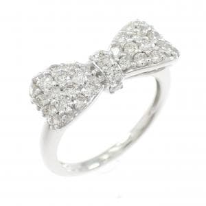 K18WG リボン ダイヤモンド リング