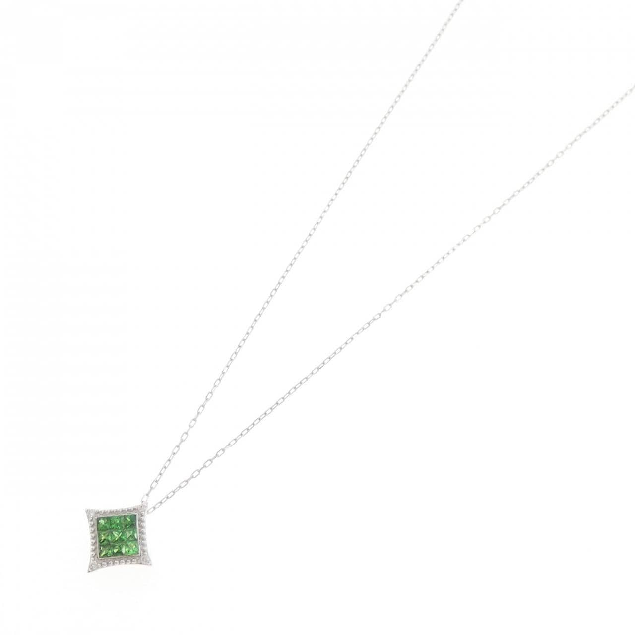 K18WG グリーンガーネット ネックレス 0.24CT