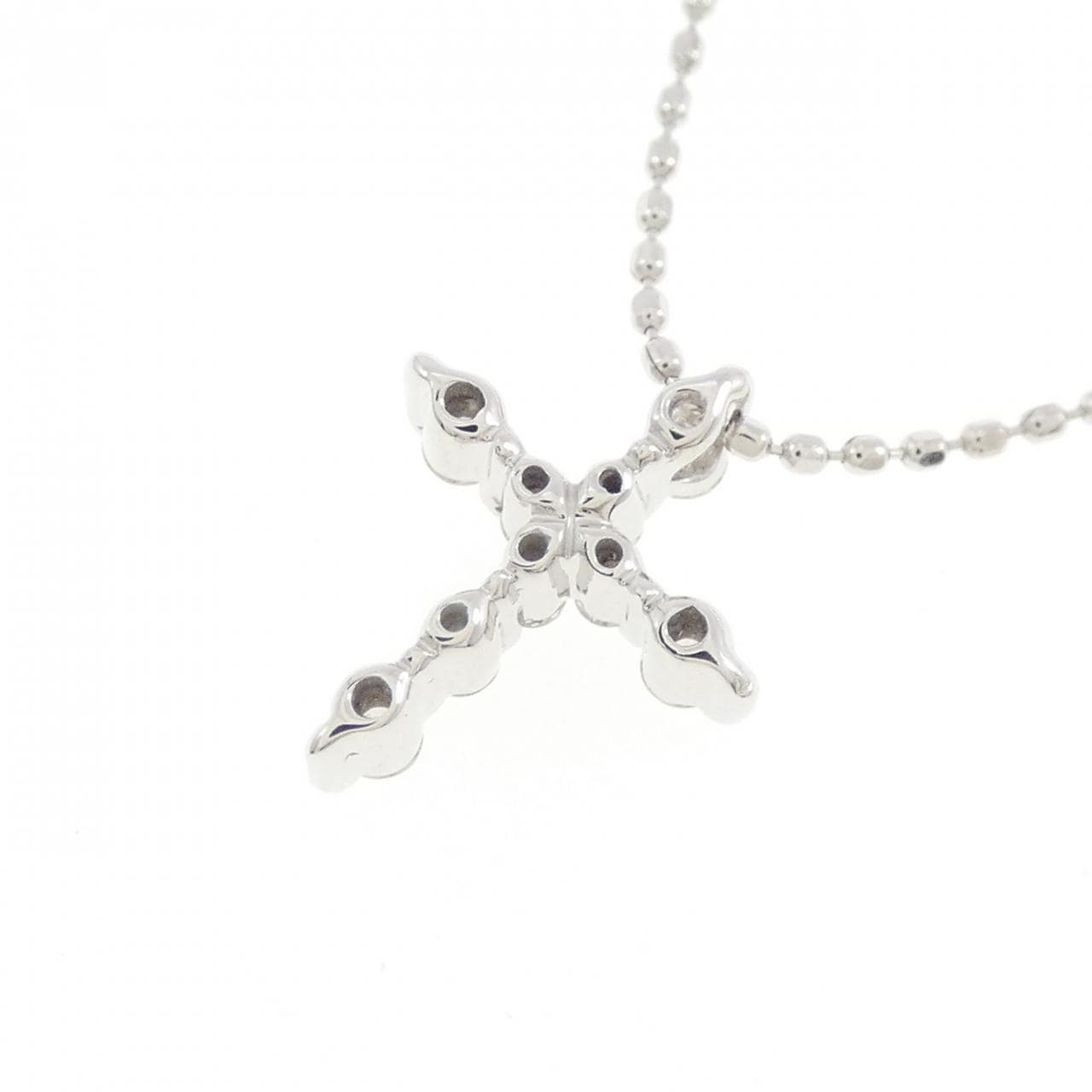 K10WG クロス ダイヤモンド ネックレス 0.15CT