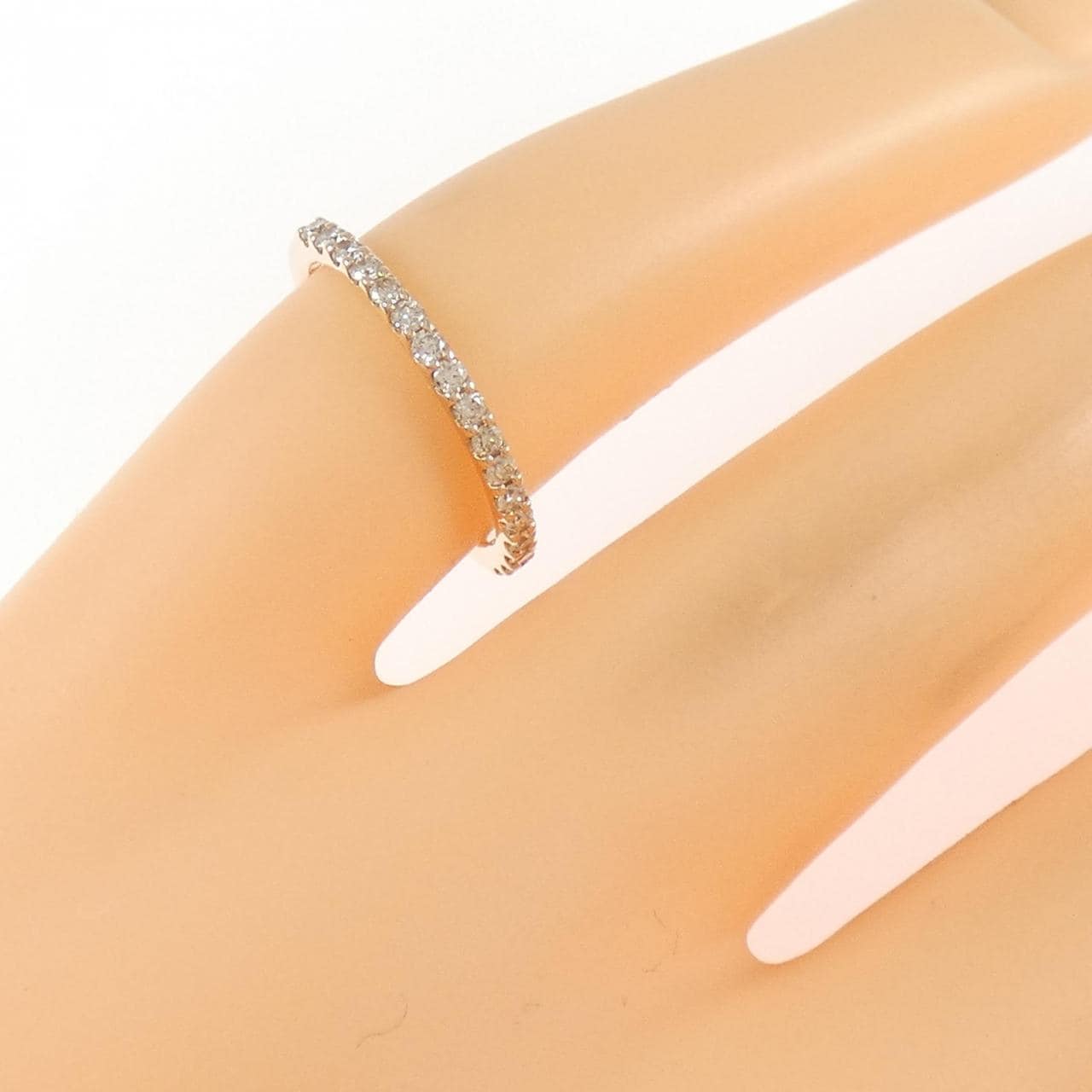 K10PG ハーフエタニティ ダイヤモンド ピンキー リング 0.15CT