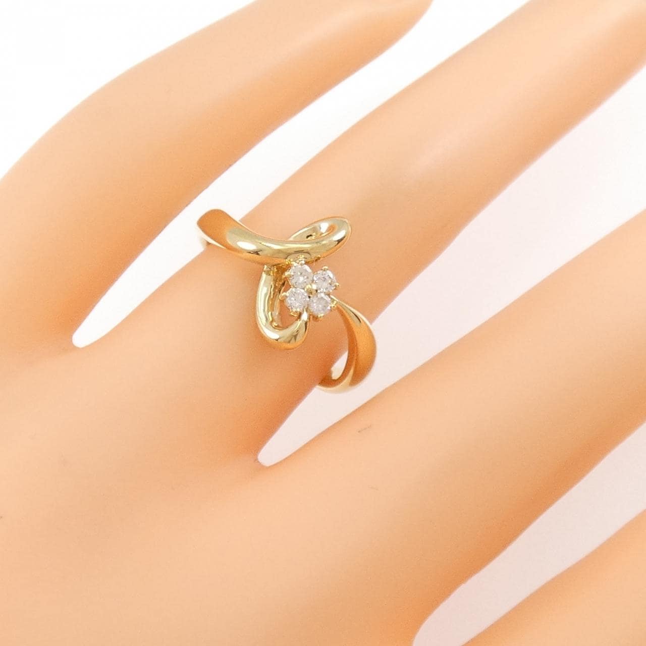 K18YG フラワー ダイヤモンド リング 0.10CT