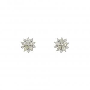 【新品】PT900 フラワー ダイヤモンド ピアス 0.30CT